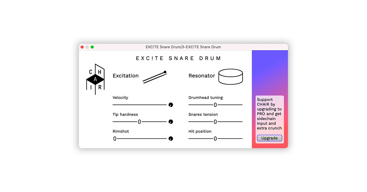 chair audio exc!te snare drum