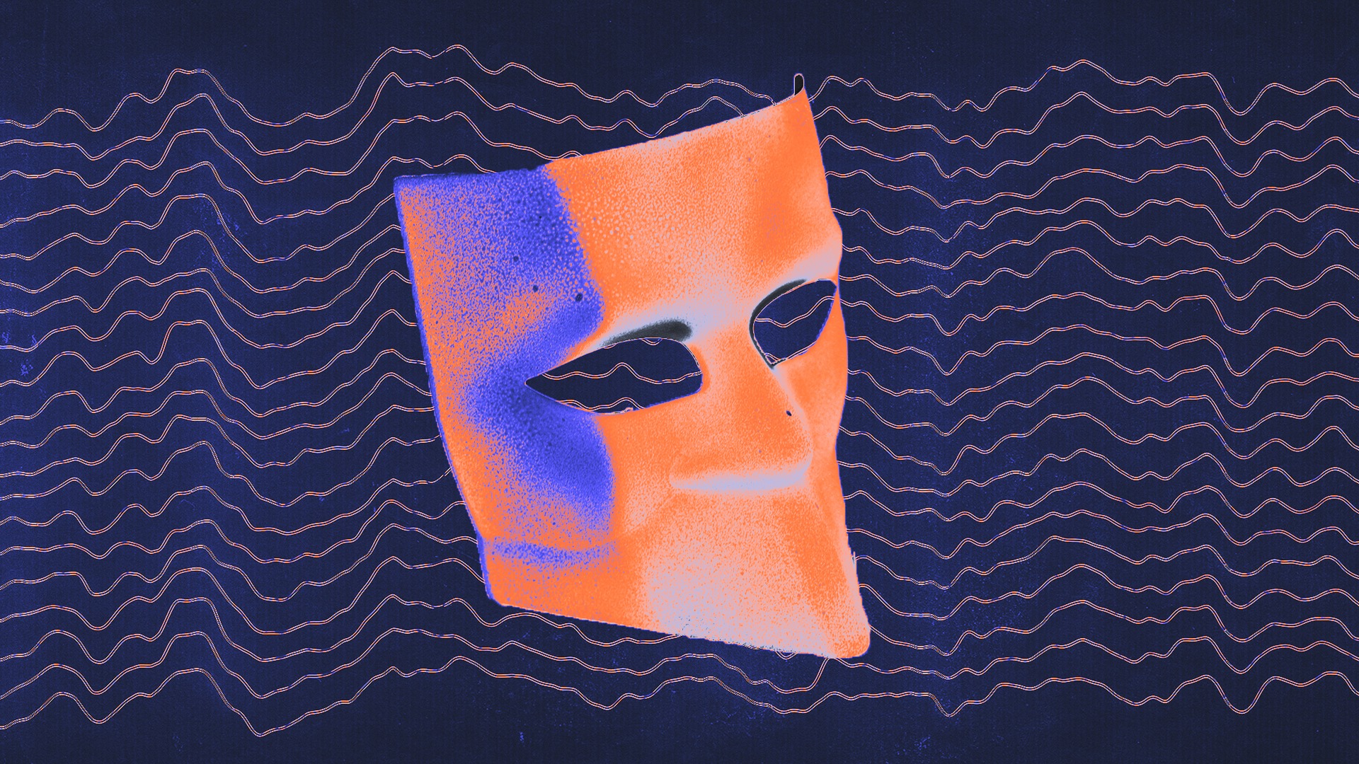 a mask in front of sound frequencies